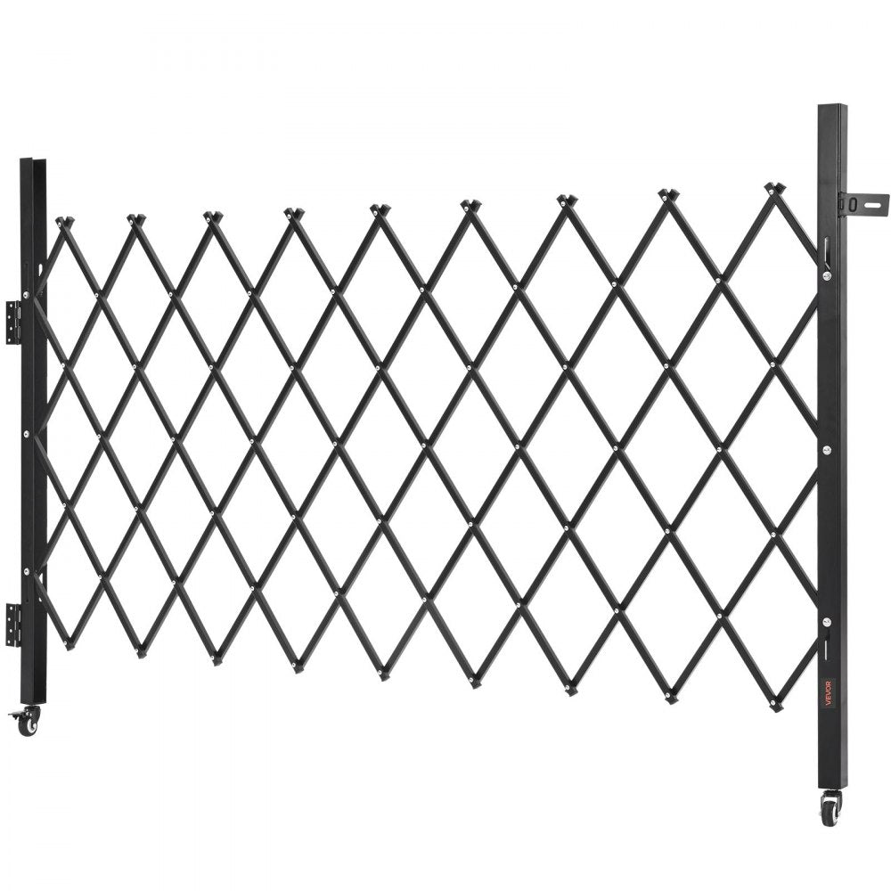 VEVOR Single Folding Security Gate, Lockable Scissor Gate with 360° Swivel Casters, Outdoor Barricade Steel Retractable Gates, for Entry Security, Garage, Warehouse & Pool, 74.80 x 51.57 in (W x H)