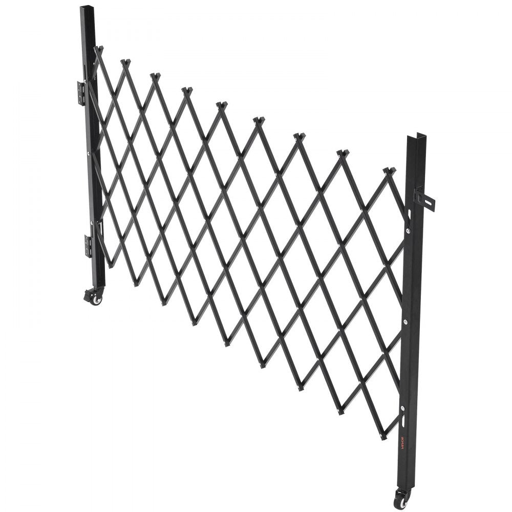 VEVOR Single Folding Security Gate, Lockable Scissor Gate with 360° Swivel Casters, Outdoor Barricade Steel Retractable Gates, for Entry Security, Garage, Warehouse & Pool, 74.80 x 51.57 in (W x H)