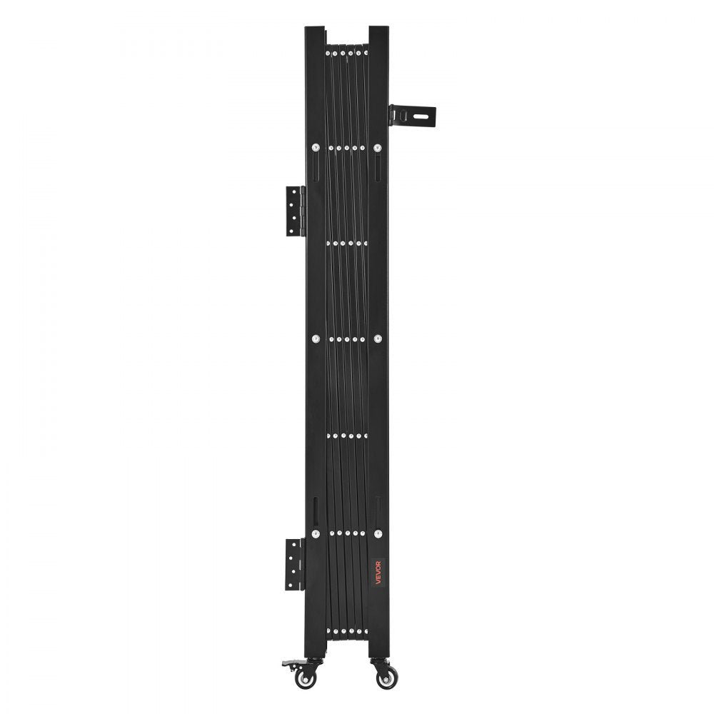 VEVOR Single Folding Security Gate, Lockable Scissor Gate with 360° Swivel Casters, Outdoor Barricade Steel Retractable Gates, for Entry Security, Garage, Warehouse & Pool, 66.93 x 51.57 in (W x H)