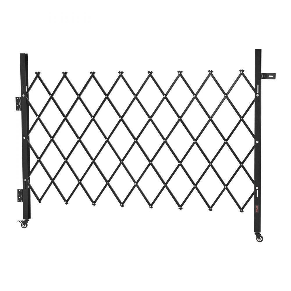 VEVOR Single Folding Security Gate, Lockable Scissor Gate with 360° Swivel Casters, Outdoor Barricade Steel Retractable Gates, for Entry Security, Garage, Warehouse & Pool, 66.93 x 51.57 in (W x H)