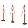 VEVOR 3 Pack Traffic Delineator Posts, 34 in Traffic Safety Cones with Weighted Base, Reflective Strips and Chain, Heavy Duty Delineator Posts for Construction Site, Parking Lot, Crowd Control, Red