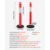 VEVOR 9 Pack Traffic Delineator Posts, 48 inches Traffic Safety Cones with Weighted Base and Reflective Strips, Heavy Duty Delineator Posts for Construction Site, Parking Lot, Crowd Control, Red