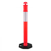 VEVOR 2 Pack Traffic Delineator Posts, 48 inches Traffic Safety Cones with Weighted Base and Reflective Strips, Heavy Duty Delineator Posts for Construction Site, Parking Lot, Crowd Control, Red
