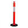 VEVOR 2 Pack Traffic Delineator Posts, 48 inches Traffic Safety Cones with Weighted Base and Reflective Strips, Heavy Duty Delineator Posts for Construction Site, Parking Lot, Crowd Control, Red
