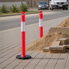 VEVOR 12 Pack Traffic Delineator Posts, 48 inches Traffic Safety Cones with Weighted Base and Reflective Strips, Heavy Duty Delineator Posts for Construction Site, Parking Lot, Crowd Control, Red