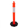 VEVOR 12 Pack Traffic Delineator Posts, 48 inches Traffic Safety Cones with Weighted Base and Reflective Strips, Heavy Duty Delineator Posts for Construction Site, Parking Lot, Crowd Control, Red