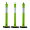 VEVOR 3 Pack Traffic Delineator Posts, 48 inches Traffic Safety Cones with Weighted Base and Reflective Strips, Heavy Duty Delineator Posts for Construction Site, Parking Lot, Crowd Control, Green