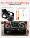 Multiple anti-tilt lock devices with front wheel lock and included straps