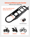 Universal motorcycle carrier fits 2-inch hitch receiver and tires up to 5.5 inches wide
