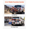 VEVOR Hitch Cargo Carrier Bike Rack, 66" x 20" x 6" Folding Hitch Mount Cargo Carrier for 2 Fat Tire/Mountain Bikes, 500LBS Capacity High-Strength Steel Luggage Basket Fits 2" Receiver for SUV Pickups