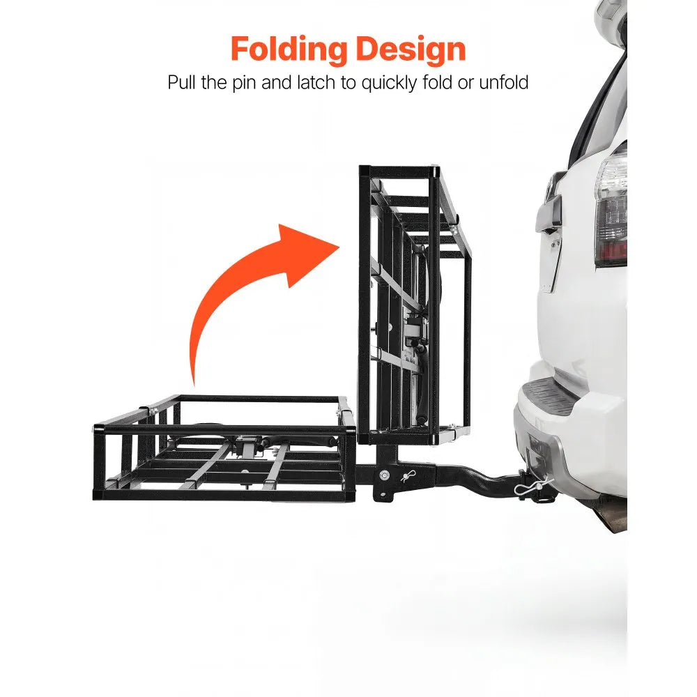 VEVOR Hitch Cargo Carrier Bike Rack, 66" x 20" x 6" Folding Hitch Mount Cargo Carrier for 2 Fat Tire/Mountain Bikes, 500LBS Capacity High-Strength Steel Luggage Basket Fits 2" Receiver for SUV Pickups