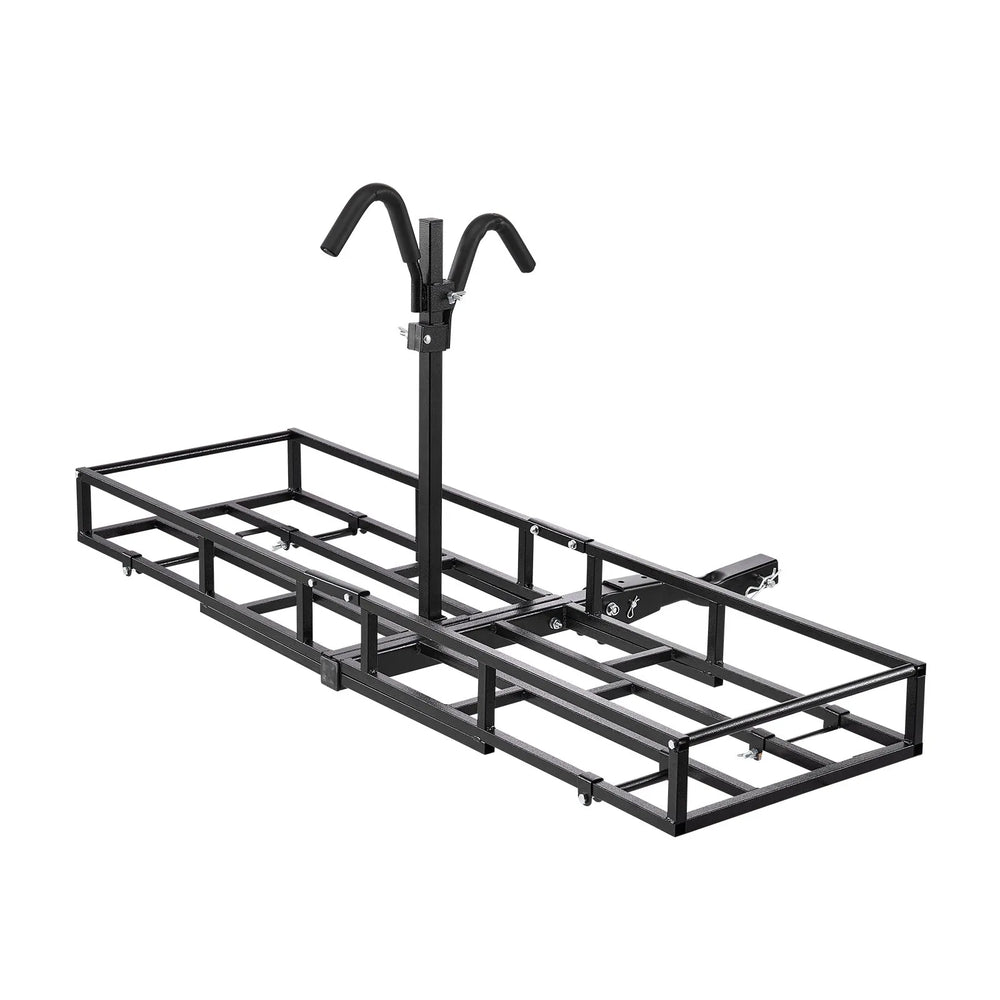 VEVOR Hitch Cargo Carrier Bike Rack, 66" x 20" x 6" Folding Hitch Mount Cargo Carrier for 2 Fat Tire/Mountain Bikes, 500LBS Capacity High-Strength Steel Luggage Basket Fits 2" Receiver for SUV Pickups