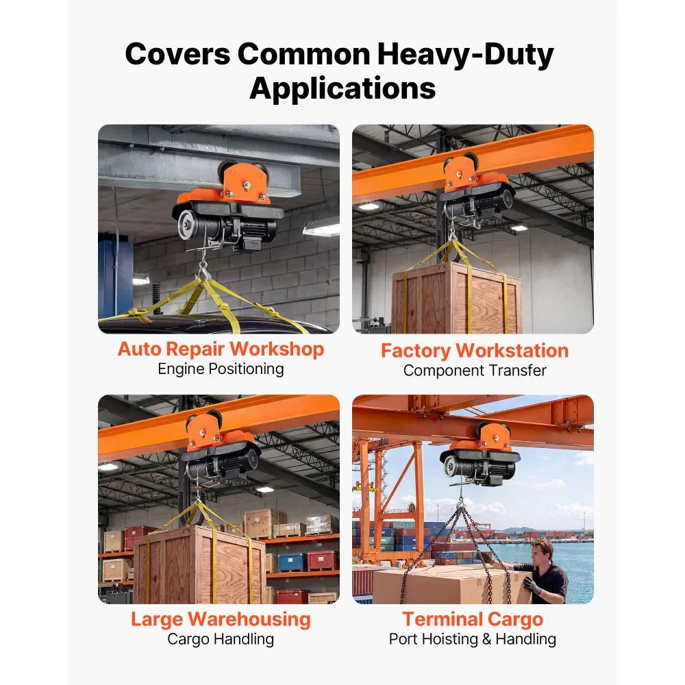 VEVOR Electric Hoist Manual Trolley, 1100 lbs/0.5 Ton Load for PA200 PA250 PA300 PA400 PA500, Push Beam Trolley with Dual Wheels, 2.68"-4.33" Adjustable Beam Flange Width for Straight & Curved I-Beam