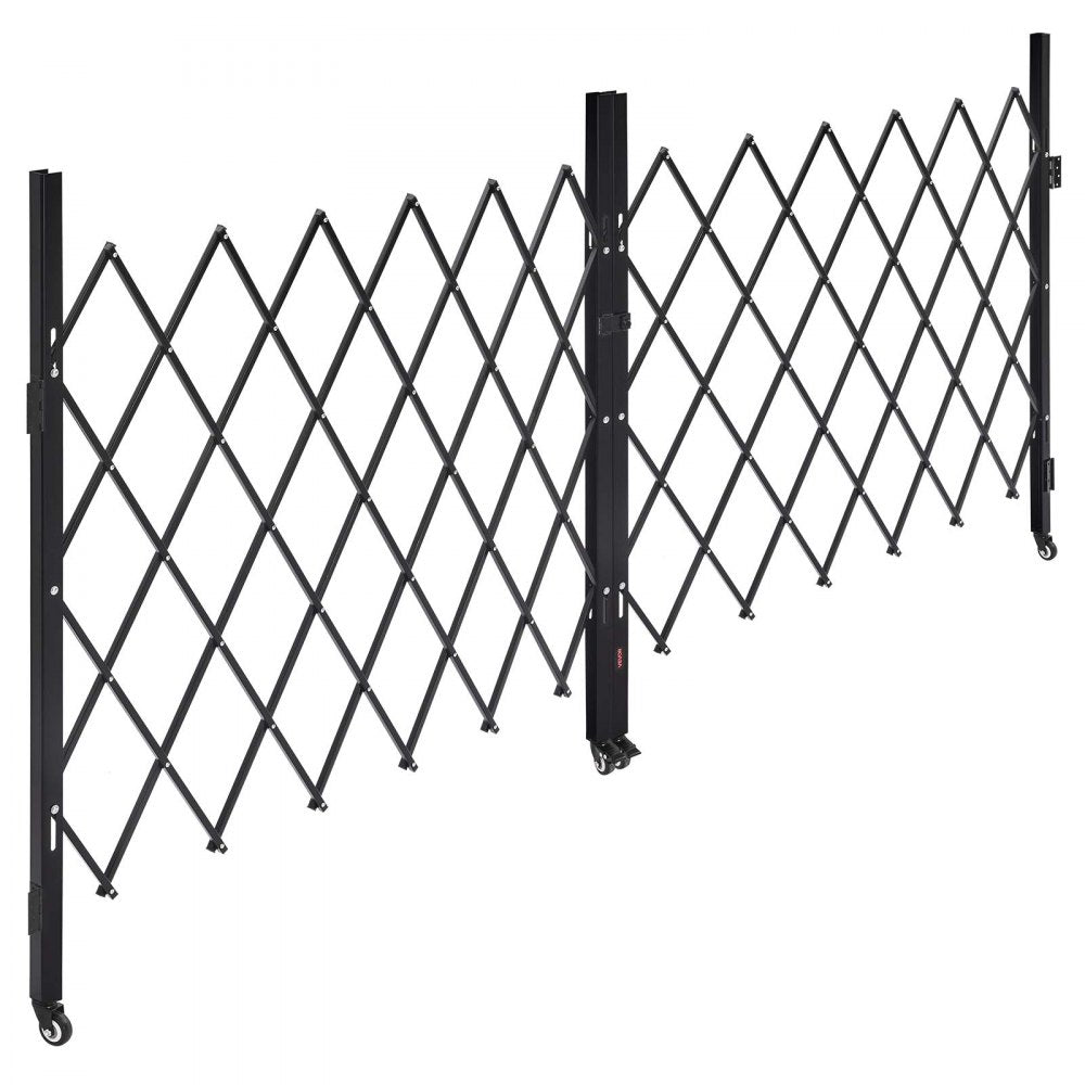 VEVOR Double Folding Security Gate, Lockable Scissor Gate with 360° Swivel Casters, Outdoor Barricade Steel Retractable Gates, for Entry Security, Garage, Warehouse & Pool, 125.98 x 63.19 in (W x H)