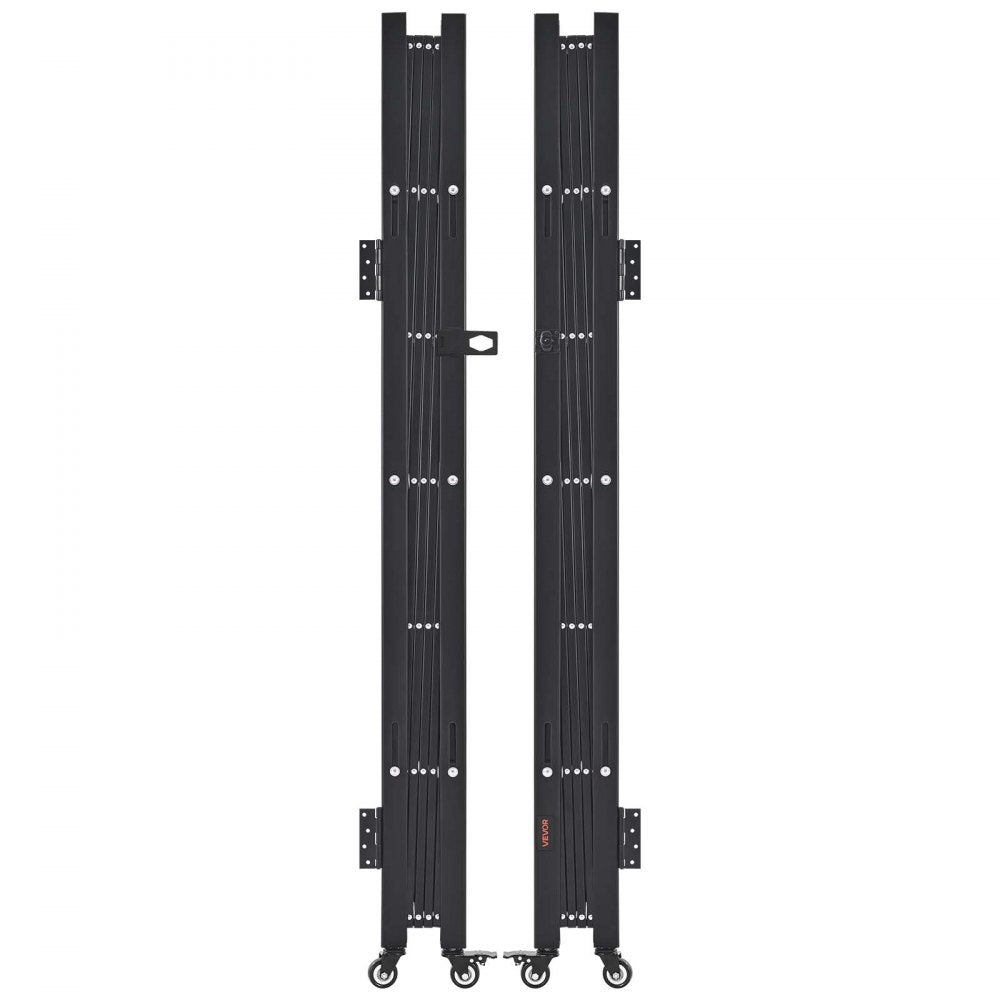 VEVOR Double Folding Security Gate, Lockable Scissor Gate with 360° Swivel Casters, Outdoor Barricade Steel Retractable Gates, for Entry Security, Garage, Warehouse & Pool, 125.98 x 63.19 in (W x H)