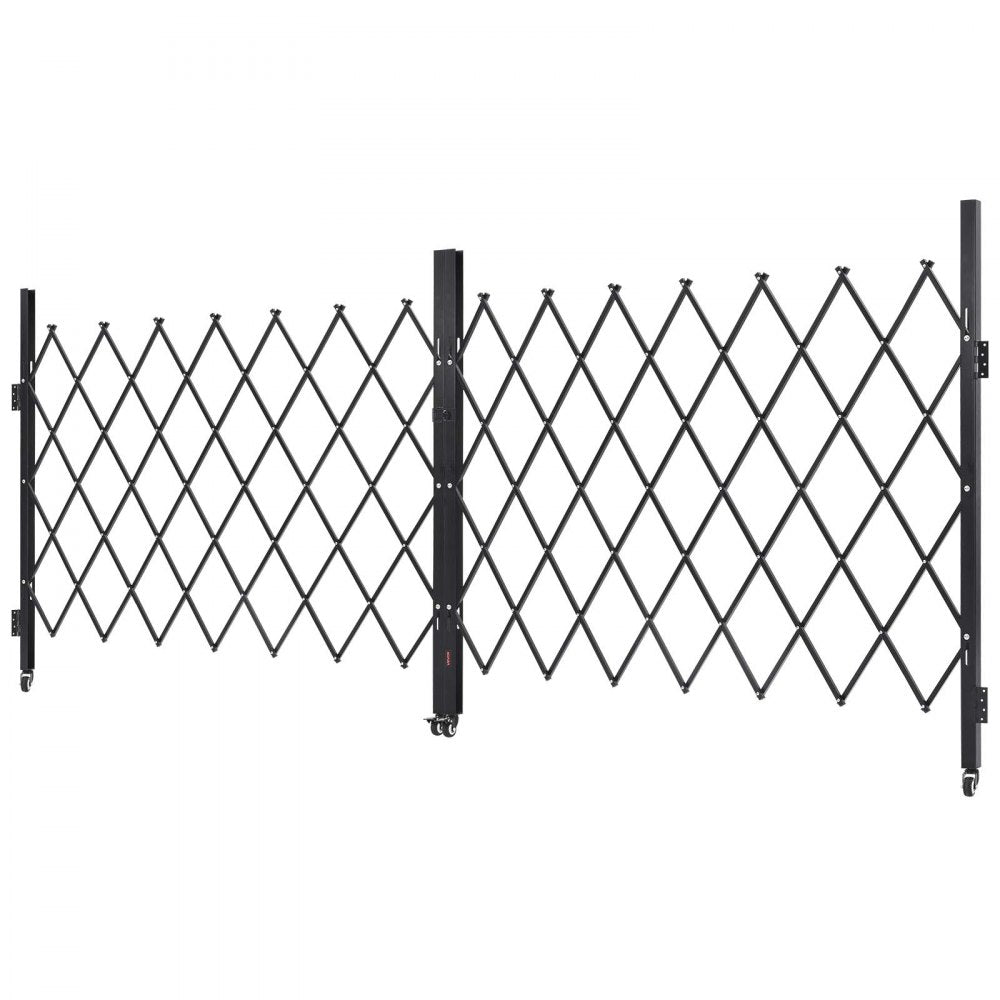 VEVOR Double Folding Security Gate, Lockable Scissor Gate with 360° Swivel Casters, Outdoor Barricade Steel Retractable Gates, for Entry Security, Garage, Warehouse & Pool, 129.92 x 63.19 in (W x H)