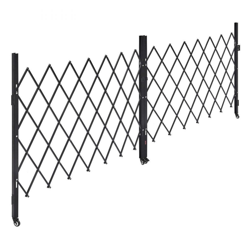 VEVOR Double Folding Security Gate, Lockable Scissor Gate with 360° Swivel Casters, Outdoor Barricade Steel Retractable Gates, for Entry Security, Garage, Warehouse & Pool, 145.67 x 63.19 in (W x H)