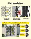 VEVOR Double Folding Security Gate, Lockable Scissor Gate with 360° Swivel Casters, Outdoor Barricade Steel Retractable Gates, for Entry Security, Garage, Warehouse & Pool, 145.67 x 86.81 in (W x H)
