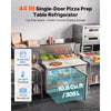 VEVOR 44"W Commercial Refrigerator 10.8 Cu. Ft Pizza Prep Table Fridge, 19" Ultra Wide Cutting Board Salad Refrigerated Worktop, Mega Top Stainless Steel Food Prep Cooler, 6 x 1/3 Pans with Lids