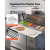 VEVOR 44"W Commercial Refrigerator 10.8 Cu. Ft Pizza Prep Table Fridge, 19" Ultra Wide Cutting Board Salad Refrigerated Worktop, Mega Top Stainless Steel Food Prep Cooler, 6 x 1/3 Pans with Lids
