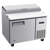 VEVOR 44"W Commercial Refrigerator 10.8 Cu. Ft Pizza Prep Table Fridge, 19" Ultra Wide Cutting Board Salad Refrigerated Worktop, Mega Top Stainless Steel Food Prep Cooler, 6 x 1/3 Pans with Lids