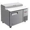 VEVOR 44"W Commercial Refrigerator 10.8 Cu. Ft Pizza Prep Table Fridge, 19" Ultra Wide Cutting Board Salad Refrigerated Worktop, Mega Top Stainless Steel Food Prep Cooler, 6 x 1/3 Pans with Lids