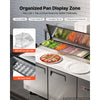 VEVOR 67"W Commercial Refrigerator 19.4 Cu. Ft Pizza Prep Table Fridge, 19" Ultra Wide Cutting Board Salad Refrigerated Worktop, Mega Top Stainless Steel Food Prep Cooler, 9 x 1/3 Pans with Lids