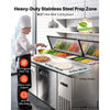 VEVOR 67"W Commercial Refrigerator 19.4 Cu. Ft Pizza Prep Table Fridge, 19" Ultra Wide Cutting Board Salad Refrigerated Worktop, Mega Top Stainless Steel Food Prep Cooler, 9 x 1/3 Pans with Lids