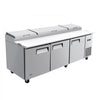 VEVOR 94"W Commercial Refrigerator 29.6 Cu. Ft Pizza Prep Table Fridge, 19" Ultra Wide Cutting Board Salad Refrigerated Worktop, Mega Top Stainless Steel Food Prep Cooler, 12 x 1/3 Pans with Lids