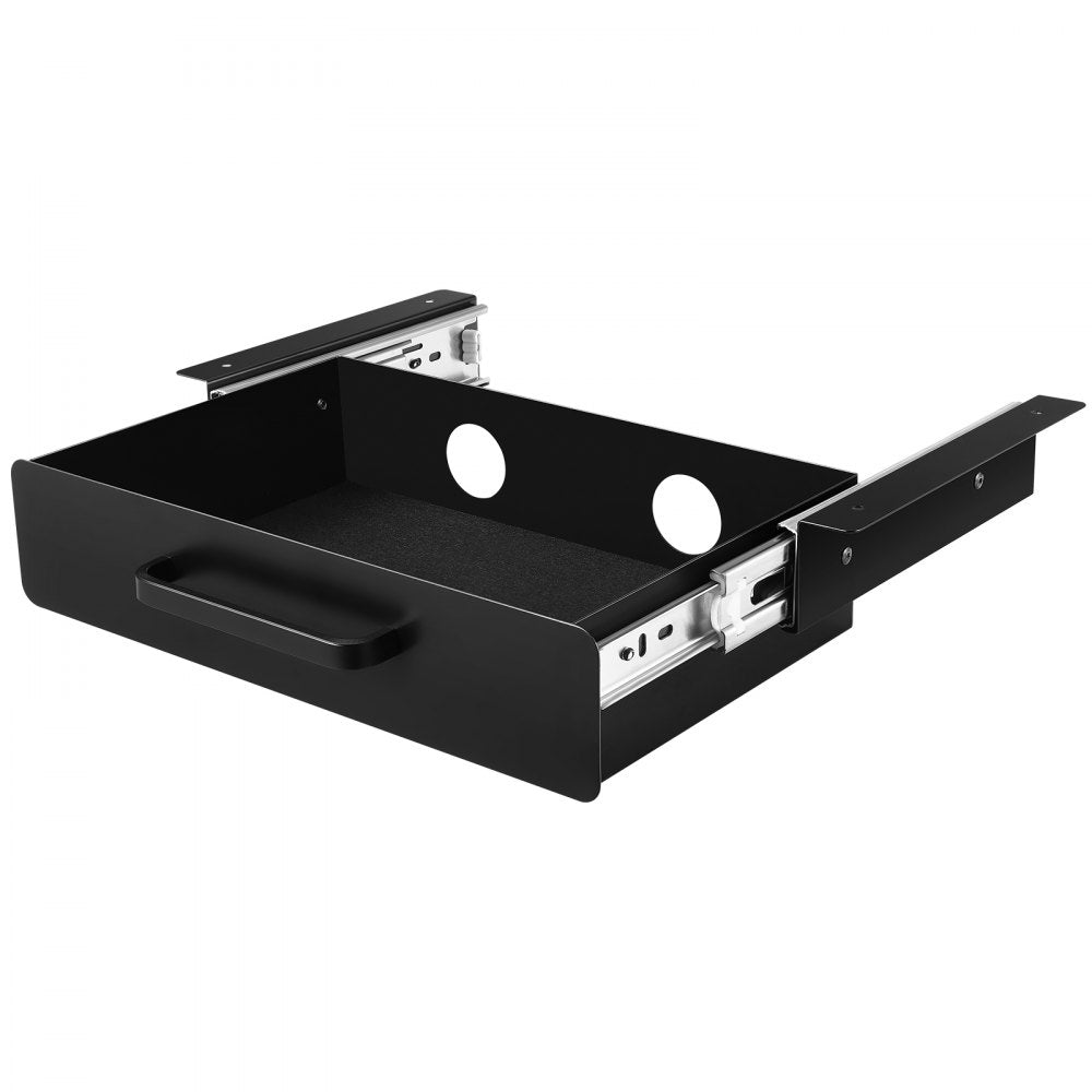 VEVOR 13" Wide Under Desk Drawer Slide Out, Under Desk Mounted Pull-out Drawer Attachment, Hidden Desktop Storage Organizer, Under Table Pencil Drawer for office Home Sit Stand Workstation, 15x9x3 in