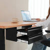 VEVOR 16" Wide Under Desk Drawer Slide Out, Under Desk Mounted Pull-out Drawer Attachment, Hidden Desktop 2 Layer Storage Organizer, Under Table Pencil Drawer for Home Sit Stand Workstation, 18x9x8 in
