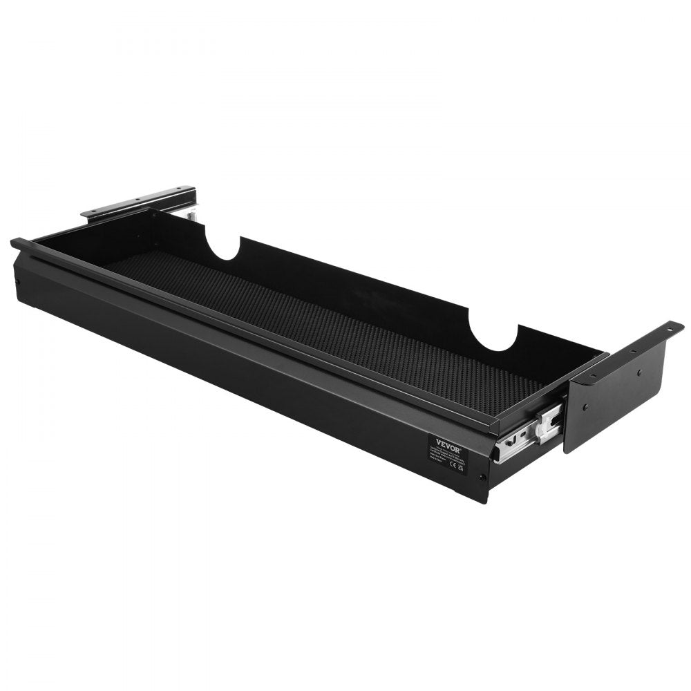 VEVOR 33" Wide Under Desk Drawer Slide Out, Under Desk Mounted Pull-out Drawer Attachment, Hidden Desktop Storage Organizer, Under Table Pencil Drawer for office Home Sit Stand Workstation, 33x9x4 in