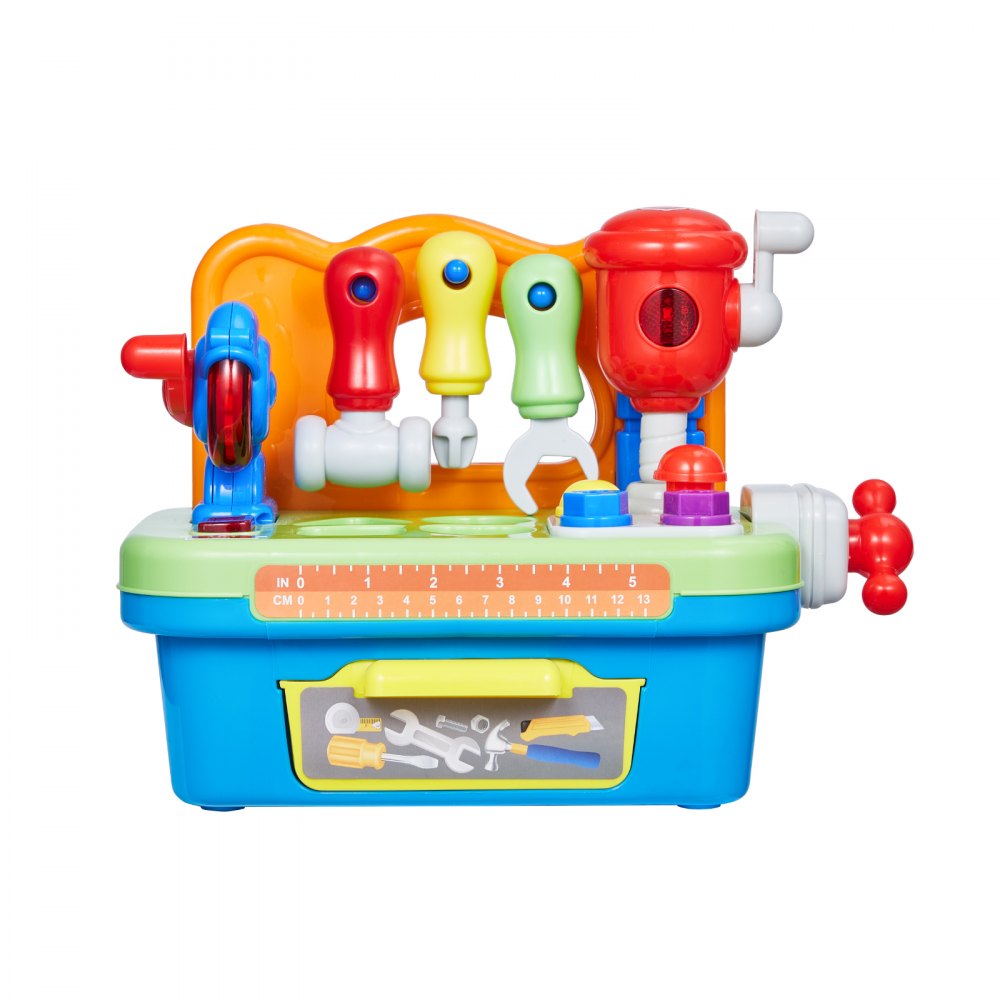 VEVOR Musical Workbench Toy, Sounds & Lights, Musical Learning Workbench for Toddler Age 2 Years and Up, Baby Pretend Play Tool Set, Infant Shape Sorter Activities, Kids Pounding Game, Boys & Girls