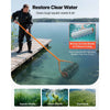 VEVOR Lake Weed Roller, 12 ft Lake & Pond Weed Removal Tool, Muck Razer Aquatic & Sludge Tiller, Rid Roots and Muck Buildup, 9 Preassembled Galvanized Iron Blades, 3 Aluminum Handles, Easy Assembly