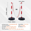 VEVOR Adjustable Traffic Delineator Post Cones, 2 Pack, Traffic Safety Delineator Barrier with Fillable Base 8FT Chain, for Traffic Control Warning Parking Lot Construction Caution Roads, Red & White