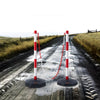 VEVOR Adjustable Traffic Delineator Post Cones, 2 Pack, Traffic Safety Delineator Barrier with Fillable Base 8FT Chain, for Traffic Control Warning Parking Lot Construction Caution Roads, Red & White
