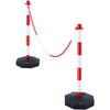 VEVOR Adjustable Traffic Delineator Post Cones, 2 Pack, Traffic Safety Delineator Barrier with Fillable Base 8FT Chain, for Traffic Control Warning Parking Lot Construction Caution Roads, Red & White