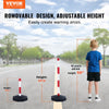 VEVOR Adjustable Traffic Delineator Post Cones, 6 Pack, Traffic Safety Delineator Barrier with Fillable Base 6.6FT Chain, for Traffic Control Warning Parking Lot Construction Caution Roads, Red&White