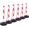 VEVOR Adjustable Traffic Delineator Post Cones, 6 Pack, Traffic Safety Delineator Barrier with Fillable Base 6.6FT Chain, for Traffic Control Warning Parking Lot Construction Caution Roads, Red&White