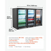 VEVOR Back Bar Cooler, 11.4 Cu.Ft Commercial Beverage Refrigerator with 3 Glass Door, Large Under Counter Fridge w/ LED Lighting, Shelf, Low-E Glass Display Cooler for Store, Lobby, Restaurant, Pub