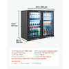 VEVOR Back Bar Cooler, 7.4 Cu. Ft Commercial Beverage Refrigerator, Under Counter Bar Fridge with 2 Glass Doors, LED Lighting, Shelves, Low-E Glass Display Cooler for Beer, Soda, Wine, Drinks