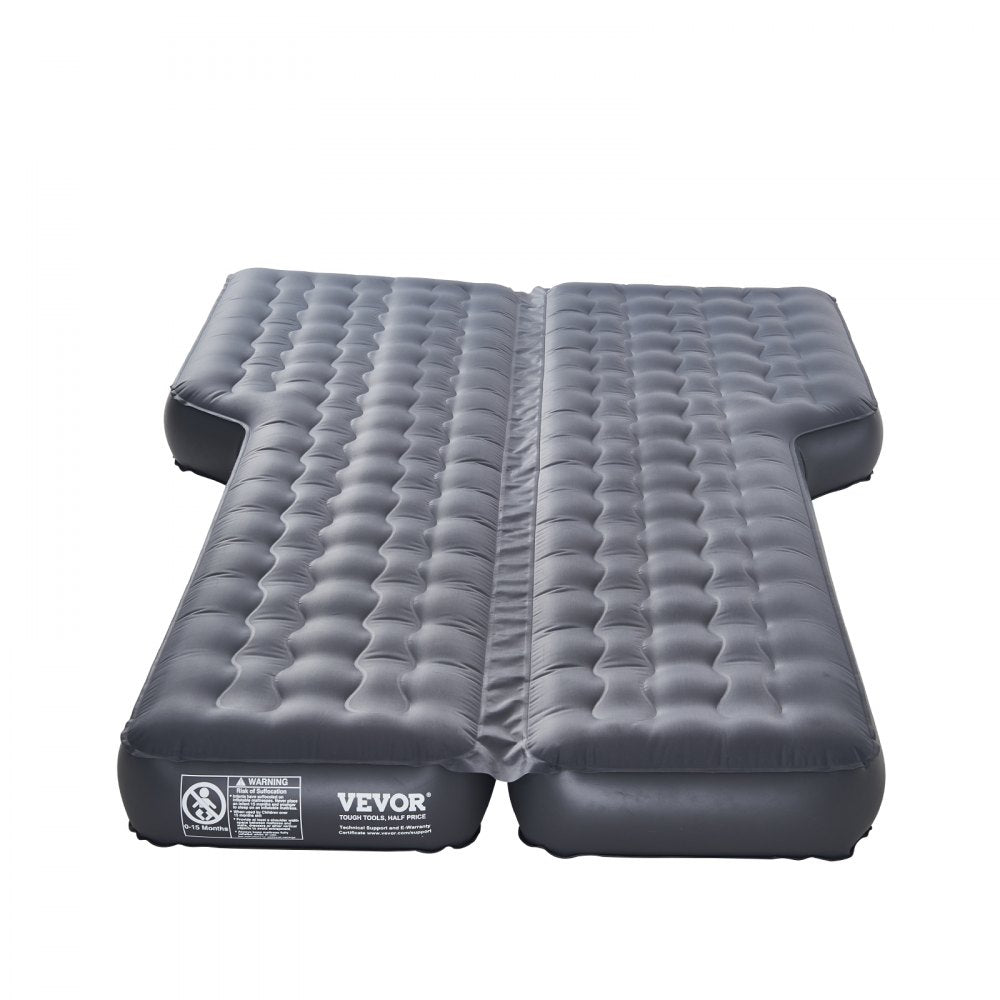 VEVOR Car Air Mattress, Inflatable Car Camping Mattress, Oxford Thickened Travel Beds, Comfortable and Durable Portable Sleeping Pad with Air Pump, Nozzle, Carry Bag, Fits Most SUV MPV Sedan, Gray