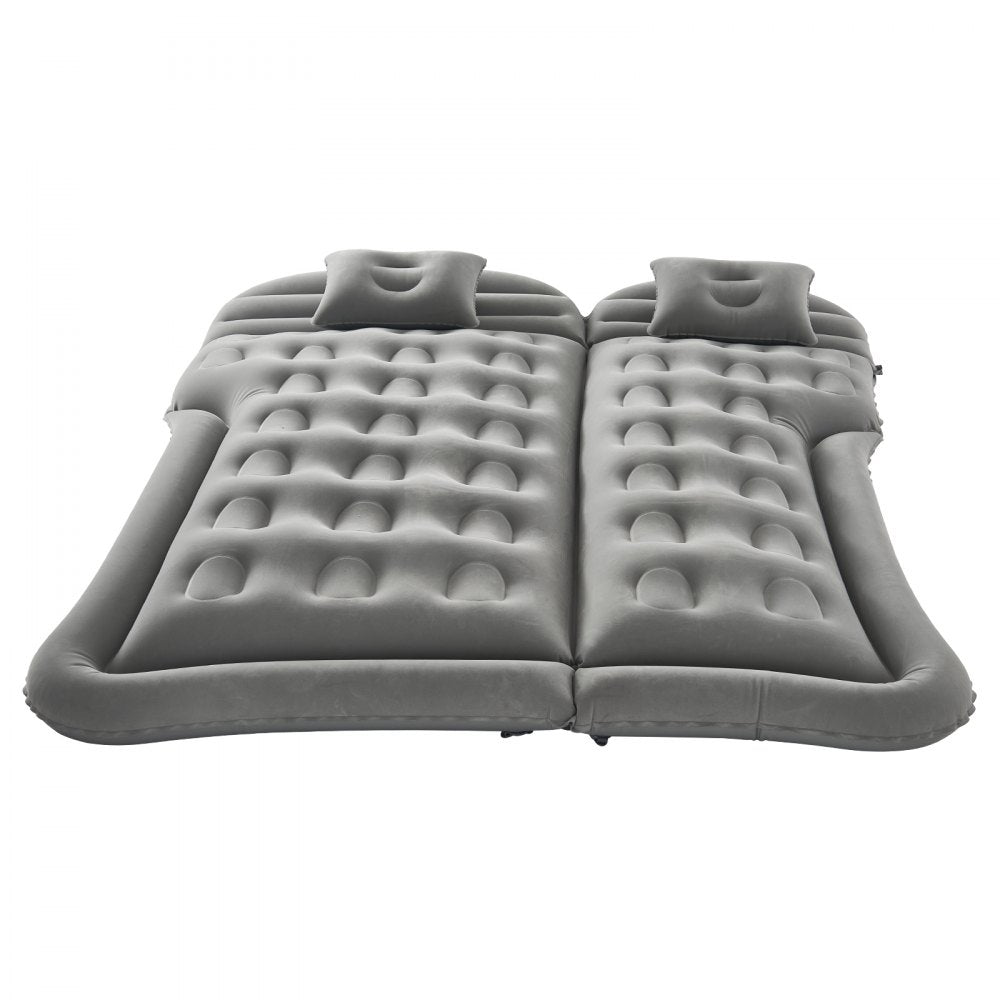 VEVOR Car Air Mattress, Inflatable Car Camping Mattress, Flocking Thickened Travel Beds, Comfortable and Durable Portable Sleeping Pad with Air Pump, Nozzle, Carry Bag, Fits Most SUV MPV Sedan, Gray