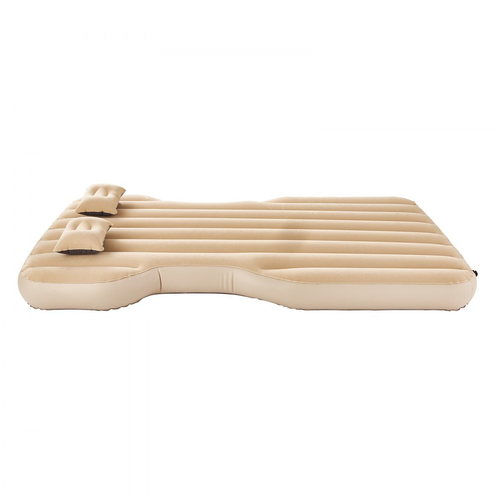 VEVOR Car Air Mattress, Fits Tesla Model Y (2020-2024), Inflatable Car Camping Mattress, Flocking Thickened Blow Up Travel Beds, Durable Portable Sleeping Pad with Built in Pump, 2 Pillows, Beige