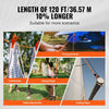 VEVOR Dual-Weave Polyester Cord, 3/8 inch by 120 feet, 48-Strand, 4000 Pound Tensile Strength, Multi-Use Rope for Arborist Activities, and Outdoor Adventures, Orange/Black