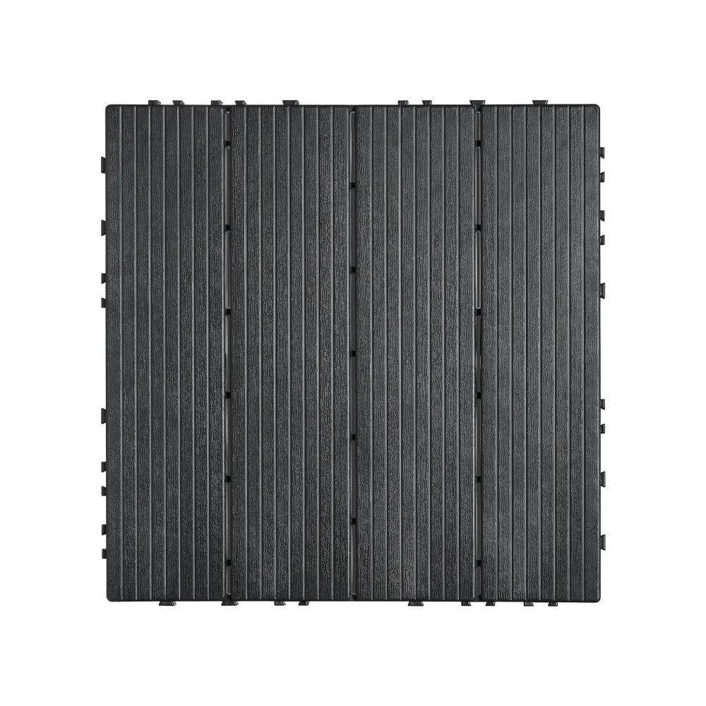 VEVOR Interlocking Deck Tiles, 54 Pack,12"x12" 54 sq. ft Plastic Waterproof Outdoor Flooring All Weather Use, Patio Floor Decking Covering Tiles for Porch Poolside Balcony Backyard, Dark Grey