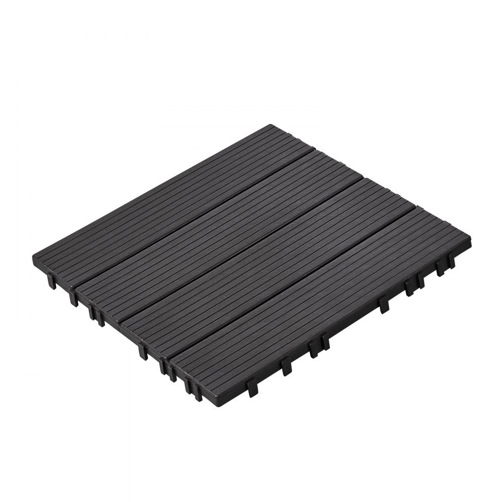 VEVOR Interlocking Deck Tiles, 54 Pack,12"x12" 54 sq. ft Plastic Waterproof Outdoor Flooring All Weather Use, Patio Floor Decking Covering Tiles for Porch Poolside Balcony Backyard, Dark Grey