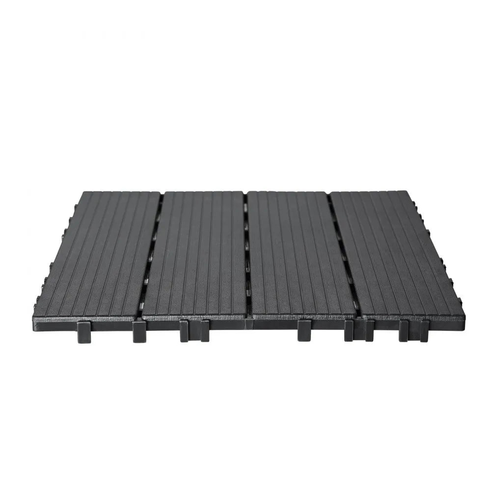 VEVOR Interlocking Deck Tiles, 54 Pack,12"x12" 54 sq. ft Plastic Waterproof Outdoor Flooring All Weather Use, Patio Floor Decking Covering Tiles for Porch Poolside Balcony Backyard, Dark Grey