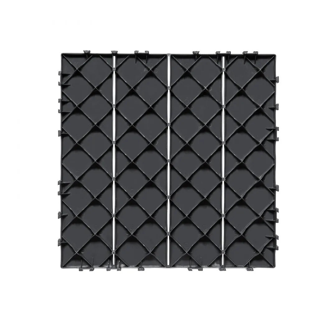 VEVOR Interlocking Deck Tiles, 54 Pack,12"x12" 54 sq. ft Plastic Waterproof Outdoor Flooring All Weather Use, Patio Floor Decking Covering Tiles for Porch Poolside Balcony Backyard, Dark Grey