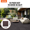 VEVOR Interlocking Deck Tiles, 54 Pack,12"x12" 54 sq. ft Plastic Waterproof Outdoor Flooring All Weather Use, Patio Floor Decking Covering Tiles for Porch Poolside Balcony Backyard, Dark Brown